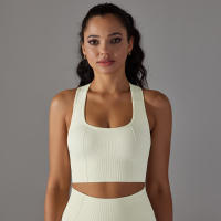 Nessaj-Sujetador deportivo sin costuras, top a prueba de golpes, cómodo Chaleco de gimnasio, color sólido, para entrenamiento, correr - details 2