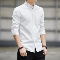 Camisa Casual para Hombre de Manga Larga de Oxford Estilización Coreana, Adelgazante, Suaviza tu Silueta, Novedad 2025 - details 2