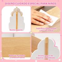 Infantil de Madera con Ruedas, Librería para Niños de 2 Niveles, para Juguetes, Organizador Multifuncional de Libros para Salón, Dormitorio de los Niños (Blanco) - details 6
