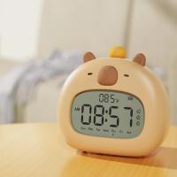 Reloj LED junto a la cama, despertador para niños, entrenador de sueño para niños, pantalla de temperatura con Control recargable, capibara Digital bonito - details 4