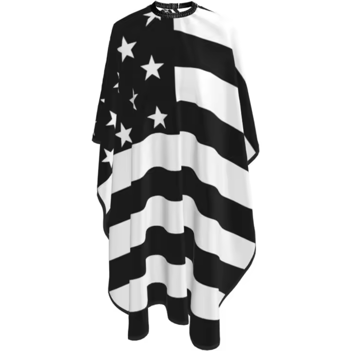 Capa de peluquero con bandera de EE. UU. - Capa de corte de pelo impermeable para peluquería profesional con cierre a presión ajustable - Delantal de corte de pelo para estilista y uso doméstico - 55''X66'' - 1