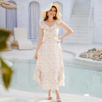 Elegante Vestido Maxi de Chiffon para Mujer GK Cuello en V sin Mangas, Estampado Transpirable, Clásico - details 17