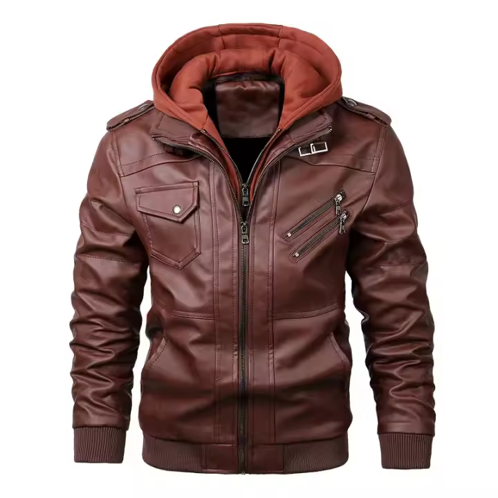 Nueva chaqueta de cuero para hombre, chaqueta informal de PU para motocicleta de otoño, chaqueta de cuero para bicicleta, ropa informal de moda para hombre - 1