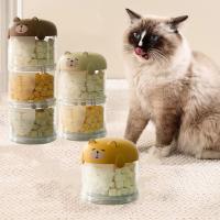 Caja de comida para gatos de plástico portátil multicapa, caja de embalaje de alimentos para mascotas sellada a prueba de humedad, cubo de comida para gatos bonito para mascotas - details 5
