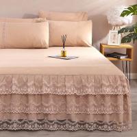 Funda de cama de encaje de lujo, Sábana de falda de tamaño Queen/King, faldas de cama lisas de Color sólido para cama doble - details 4