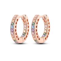 Pendientes redondos de circonio para mujer, colección de joyas geométricas, plata pura, oro rosa, accesorios de regalo - details 12