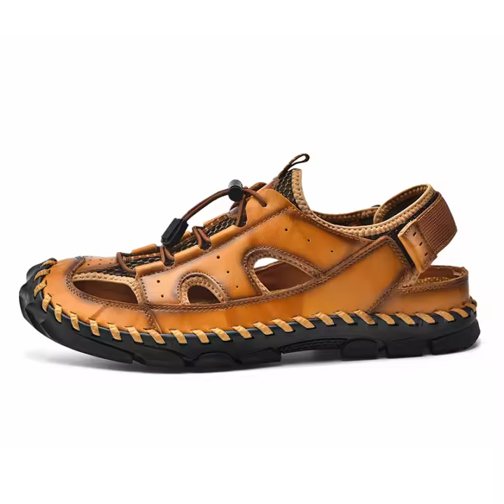 Sandalias de cuero para hombre, zapatos de punta cerrada para pescadores, cómodos para senderismo, playa, caminar, Verano - 1