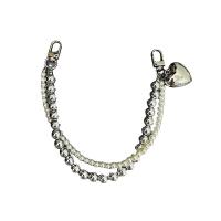 Para Ins, cuentas de plata y perlas, cadena doble, gota de amor, cadena para teléfono móvil, cadena para teléfono móvil, llavero colgante para coche, teléfono móvil apagado - details 4