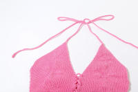 BUNO-Pelele con espalda descubierta de ganchillo para mujer, pelele Sexy con cuello Halter y fruncido, ajustado, elástico, Hipster, para entrenamiento - details 7