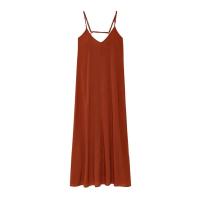 Vestido largo con tirantes para mujer, accesorios de pecho de color liso primavera y verano, ropa casual para mujer - details 5