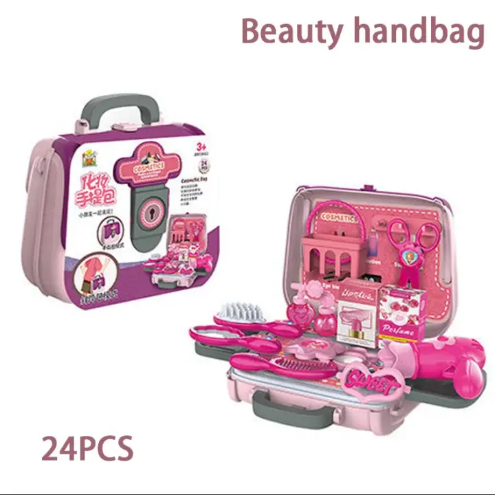 Juego de salón de belleza para niña, caja de maquillaje de simulación para el hogar, regalo de cumpleaños y Navidad, 24 piezas - 1