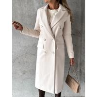 Abrigo de lana de manga larga Simple para mujer, moda de otoño e invierno - details 10