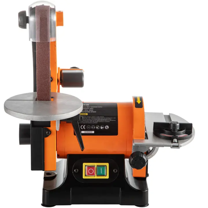 SucceBuy Lijadora eléctrica con correa, lijadora de correa y disco de 300 W, lijadora de banco de metal de 5 pulgadas, pulidora de velocidad variable de 2950 RPM para lijado y pulido de taller - 1