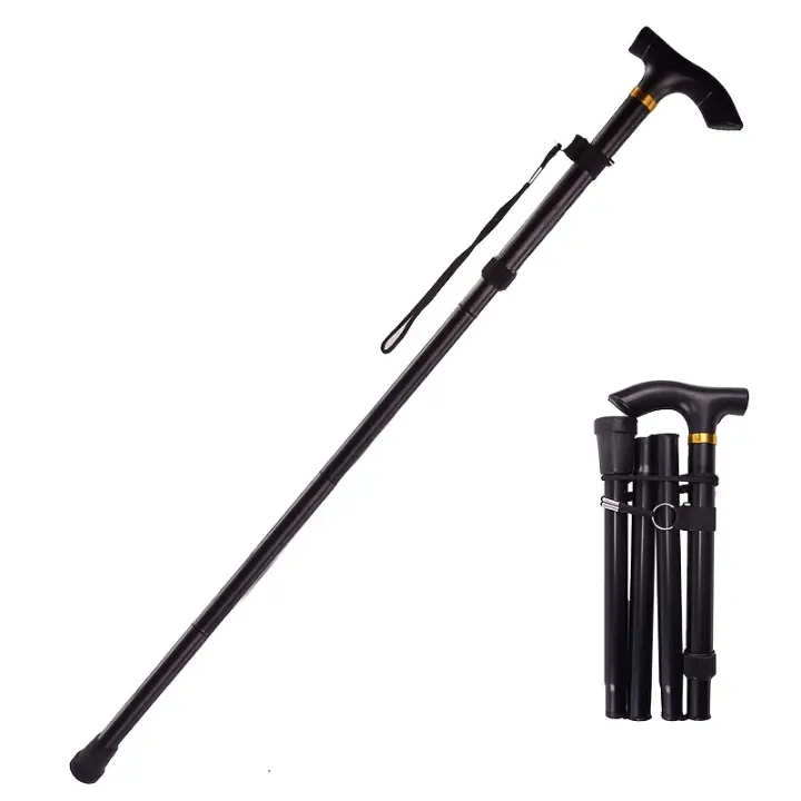 Bastón de escalada de 37,4 pulgadas, bastón telescópico plegable de aleación de aluminio para caminar, bastón antideslizante - 1