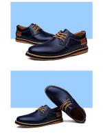 Zapatos de hombre de gran tamaño, casuales, versátiles, de cuero, de negocios, de tendencia británica, azules. - details 1