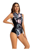 Monokini de tres baños para surf con estampado de cremallera y manga larga con protección UV para mujer - details 7