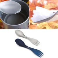 Cuchara de Titanio Ultraligera Portátil para Acampar al Aire Libre Utensilio de Mesa 2en1 - details 5
