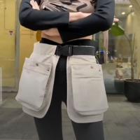 Riñonera multifuncional a la moda, delantal negro con múltiples bolsillos, riñonera ajustable de gran capacidad para acampar - details 3