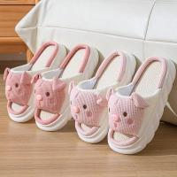 Nuevos Pantuflas De Lino Rosa 3.5cm Para Mujer Diseño De Cerdo Casual Y Moda Cómodas Y Antideslizantes Para El Hogar - details 2