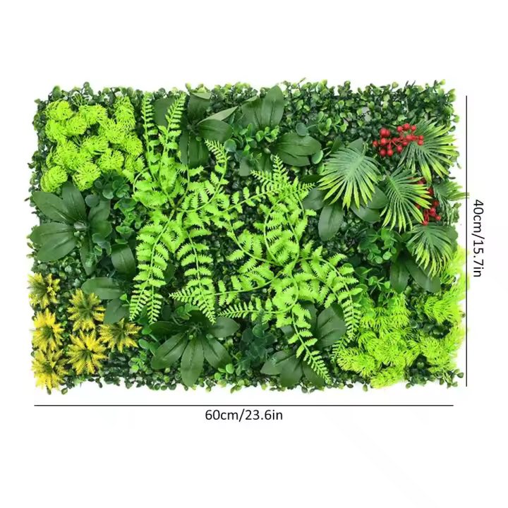 Paneles de pared de fondo de lata de plástico reutilizables artificiales, plantas verdes falsas, adornos decorativos para valla de jardín de casa - 1