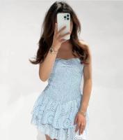 Vestido pequeño con estampado floral francés, estilo dulce, primavera, nuevo estampado, sin tirantes y adelgazante - details 5