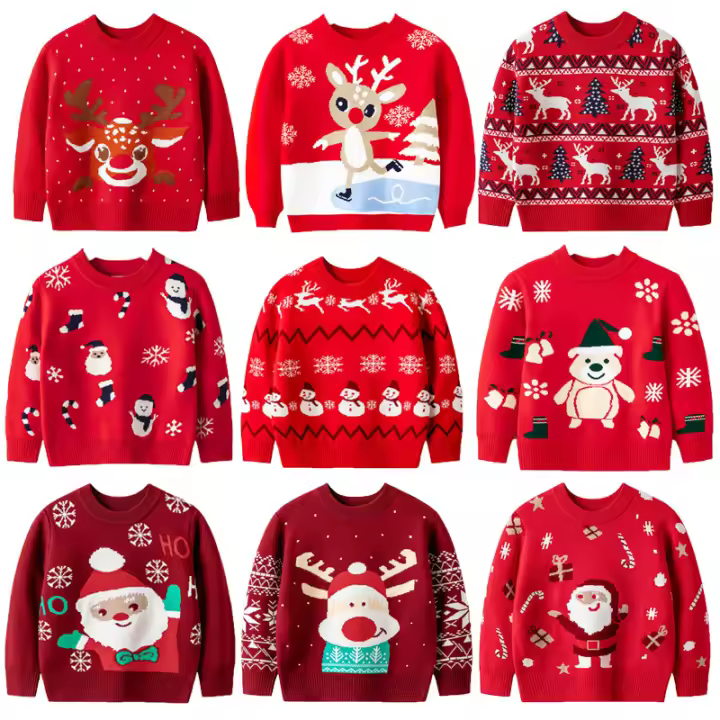 Suéter informal tejido con estampado de renos para niños y niñas, suéteres de árbol de Navidad, ropa cálida para bebés, Año Nuevo - 1