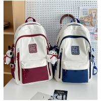 Mochila de gran capacidad femenina-japonesa color de contraste marca de moda mochila para estudiantes universitarios bolsa de viaje de ocio nueva bolsa para computadora - details 15