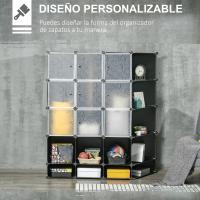 Armario Modular de Plástico Portátil 16 Cubos, 2 Barras Organizadoras para Zapatos, Ropa, Juguetes - details 5