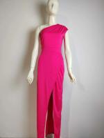 Vestido de Fiesta de Hombro Cautivador Color Sólido, Cuello Dobladillo, Vestido de Cuerpo Moldado con Abertura Moda para Mujeres - details 9