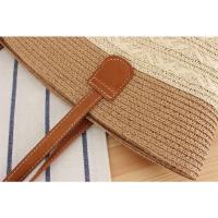 Bolso de hombro de vacaciones versátil tejido a mano con textura premium, de gran capacidad y a rayas. - details 17