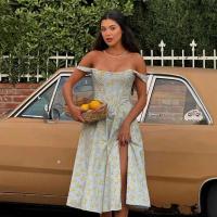 Suninheart-corsé de verano, recién llegado, vestido de vacaciones informal con estampado de wer y abertura azul, por debajo de la rodilla - details 2