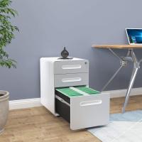 Archivador Rodante, Archivador Móvil de Metal con Cerradura, Archivador Bajo el Escritorio para Tamaño Legal/Letter/A4 para el Hogar/Oficina, Completamente Montado-Gris y Blanco - details 0