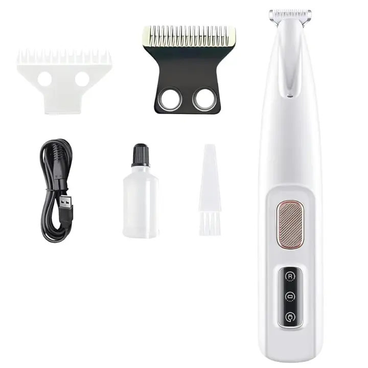 Recortadora de patas para mascotas, cortapelos para perros, afeitadora para gatos, recortadora eléctrica de patas para perros 3 en 1, recargable, impermeable con luz LED, afeitadora para mascotas de poco ruido para patas, ojos, orejas, cara, caderas - 1