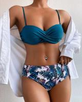 Conjunto de Bikini Sexy de dos piezas para mujer, ropa de playa Unicolor con realce, Tr de verano, Bikini Triangular, baño Ba de cintura, 2024 - details 55