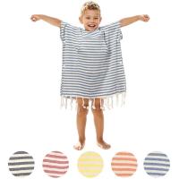 Albornoz de baño a rayas para niños, absorbente con capucha, para natación, viaje, toalla de playa, 1 ud. - details 0