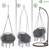 Silla Colgante Exterior con Flecos, Hamaca con Conjines y Kit de Suspensión, Ø80cm Silla Columpio para Interior y Exterior, Beiges - details 32