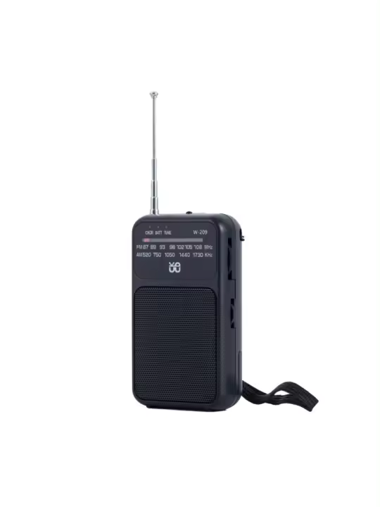 Radio Fuente de alimentación dual FM / AM Radio con puntero con linterna Bolsillo Hebilla trasera portátil Fuente grande W-209 - 1