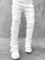 Pantalones vaqueros rasgados para hombre ，Vaqueros rectos ceñidos con borlas，Adecuado para deportes callejeros Casuales - details 9