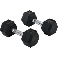 Juego de Mancuernas con Barra de Conexión Metálica y Cabeza Hexagonal Juego de Pesas para Entrenamiento en Casa Gimnasio Oficina Negro y Plata - details 0