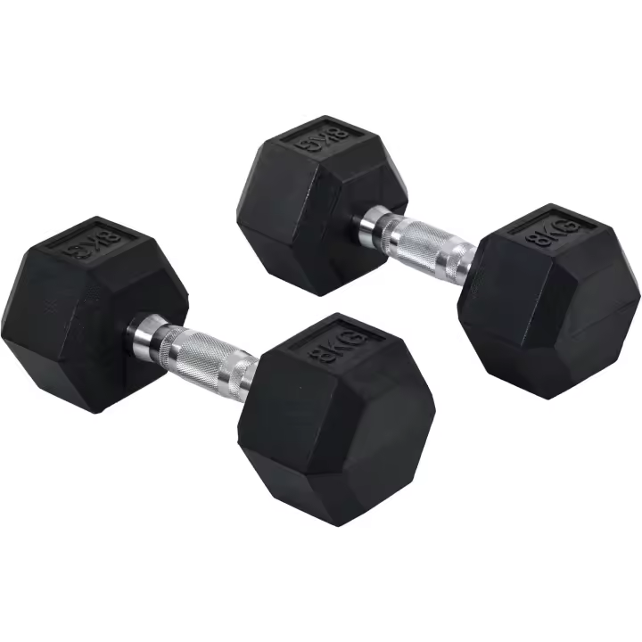 Juego de Mancuernas con Barra de Conexión Metálica y Cabeza Hexagonal Juego de Pesas para Entrenamiento en Casa Gimnasio Oficina Negro y Plata - 1