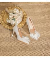 Nuevos tacones altos de las mujeres stiletto moda francesa temperamento boda novia zapatos de las mujeres blanco solo zapatos - details 9
