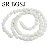 Gemas de Coral de bambú de mar blanco Natural, pequeñas, 4-5mm, cilindro Irregular, tambor, patata, cuentas espaciadoras sueltas, 15" - details 5
