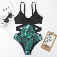 Bikini estampado de una pieza para mujer, traje de baño Sexy con costuras triangulares, Monokini de realce, ropa de playa para verano, novedad de 2021 - details 4