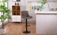 Taburetes Altos de Cocina, Taburete de Bar Regulable en Altura con Respaldo, Taburete Alto Ajustable de Cuero PU, Taburete Cocina Moderna, Marrón, Gris Oscuro, Negro - details 6