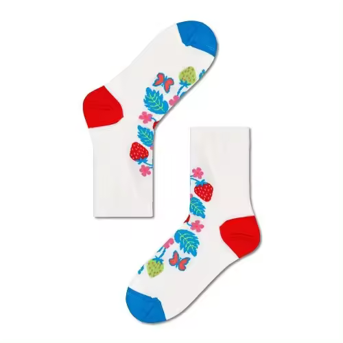 Calcetines Layla Tobillo Blanco Estampado Fresas y Flores Talla 36-38 - Estampado único Suave Hip - 1