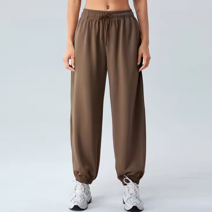 Pantalones de chándal sueltos de cintura alta de primavera para mujer, pantalones largos informales adelgazantes con capa de aire suave para Fitness - 1