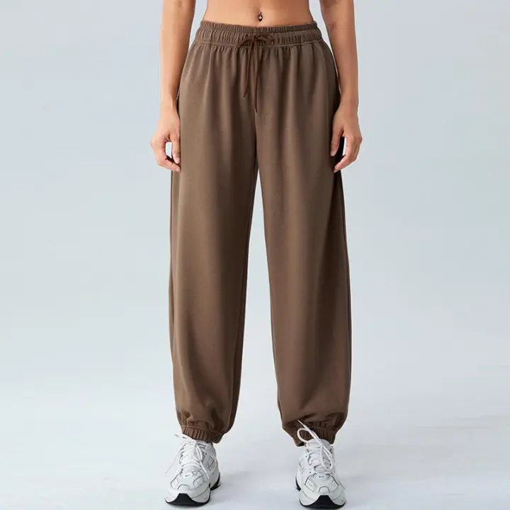 Pantalones de chándal sueltos de cintura alta de primavera para mujer, pantalones largos informales adelgazantes con capa de aire suave para Fitness - 1