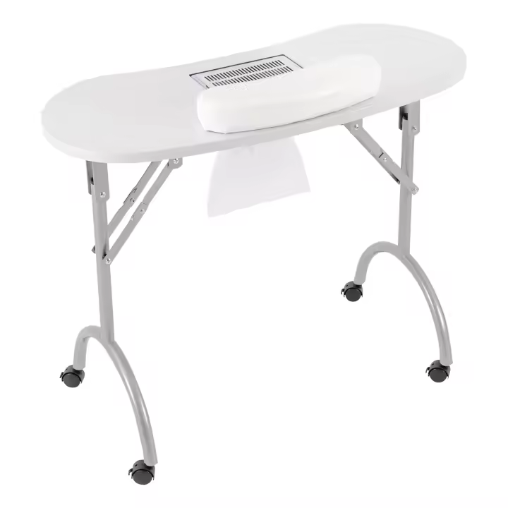 Mesa de Manicura Blanca Multifuncional con Aspiradora de Uñas Plegable, Robusta y Duradera - 1