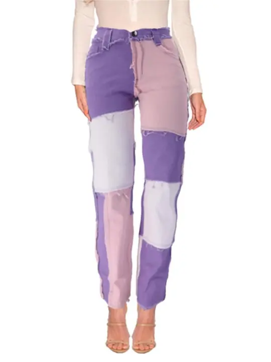 Pantalones vaqueros de moda para mujer Pantalones de mezclilla con estilo con cinturón y bolsillos - 1