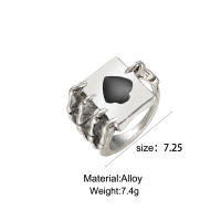 Conjunto de anillos de billar de póker de color plateado Vintage Punk para mujer Anillos de corazón gótico Hip Hop Y2k joyería de regalo masculina de moda coreana - details 19